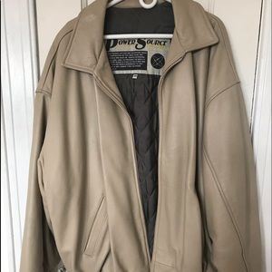 Cream Leather Jacket, Size 3X